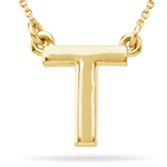 Fashion Block Initial T Pendant in 14K Yellow Gold