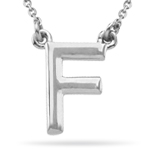 Fashion Block Initial F Pendant in 14K White Gold