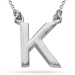 Fashion Block Initial K Pendant in 14K White Gold