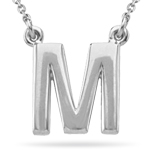 Fashion Block Initial M Pendant in 14K White Gold