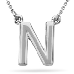 Fashion Block Initial N Pendant in 14K White Gold