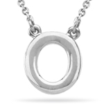 Fashion Block Initial O Pendant in 14K White Gold