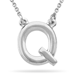 Fashion Block Initial Q Pendant in 14K White Gold