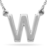 Fashion Block Initial W Pendant in 14K White Gold
