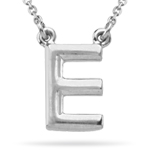 Fashion Block Initial E Pendant in Sterling Silver