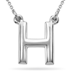 Fashion Block Initial H Pendant in Sterling Silver