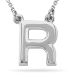 Fashion Block Initial R Pendant in Sterling Silver