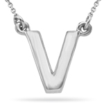 Fashion Block Initial V Pendant in Sterling Silver