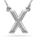 Fashion Block Initial X Pendant in Sterling Silver