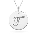 Initial T Pendant in 14K White Gold