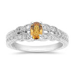 0.10 Cts Diamond & 0.33 Cts Citrine Ring in 14K White Gold