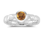 0.39 Cts Citrine Solitaire Ring in 14K White Gold