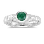 0.40 Cts Natural Emerald Solitaire Ring in 14K White Gold