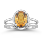 1.52 Cts Citrine Solitaire Ring in 14K White Gold