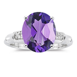 0.03 Cts Diamond & 3.99 Cts Amethyst Ring in 14K White Gold