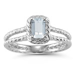 0.49 Ct 6x4 mm AA Emerald Sky Blue Topaz Solitaire Ring-14K White Gold