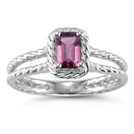 0.43 Ct 6x4 mm AA Emerald Pink Tourmaline Solitaire Ring in 14KW Gold