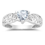 0.01 Ct Diamond & 0.52 Ct Sky Blue Topaz Filigree Ring-14K White Gold