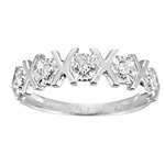 0.11 Cts Round Diamond Hugs & Kisses Ring in 10K White Gold