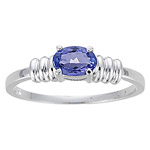 0.42 Cts of 6x4 mm AA Oval Tanzanite Solitaire Ring in 14K White Gold