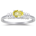 1/2 Ct 6x4 mm AA Oval Yellow Sapphire Solitaire Ring in 14K White Gold