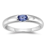 0.01 Cts Diamond & 0.24 Cts of 5x3 Oval AA Tanzanite Ring in 14K Gold