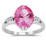 ... Ct Diamond  2.12 Ct AAA Pink Topaz Antique Filigree Ring - 14KW Gold