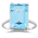 8.50-9.00 Ct 14x10 mm AAA Emerald Sky Blue Topaz Solitaire Ring-14KW Gold