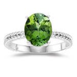 2.85 Ct 10x8 mm AA Oval Green Tourmaline Solitaire Ring in 14KW Gold