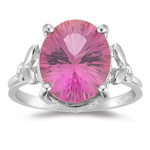 12x10 mm AA Oval Mystic Pink Topaz Ring in 10K White Gold