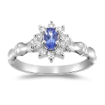 0.25 Cts Diamond & 0.45 Cts AA Tanzanite Cluster Ring in 14K Gold