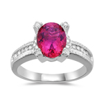 0.20 Cts Diamond & 1.80 Cts Pink Tourmaline Ring in 14K White Gold