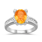 1.65 Ct Diamond & Spessartite (Mandarin) Garnet Ring in 14K White Gold