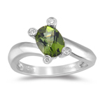 Green Tourmaline Ring - Diamond & Green Tourmaline Ring in 14K Gold