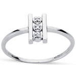 0.01-0.02 Cts  SI2 - I1 clarity and I-J color Diamond Three Stone Ring in 10K White Gold