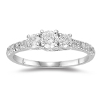 Three Stone Ring - 2/3 Ct Diamond Three Stone Ring in 18K Gold