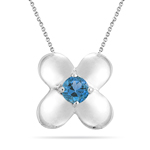 0.27 Cts of 4 mm AA Round Swiss Blue Topaz Solitaire Pendant in Silver