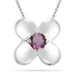 0.24 Cts of 4 mm AA Round Pink Tourmaline Solitaire Pendant in Silver