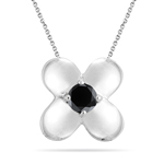 0.40 Cts Black Diamond Solitaire Pendant in Silver