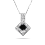 0.75 Cts Black Diamond & 0.32 Cts White Diamond Pendant in 14K White Gold