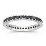 1.23 Cts Black Diamond Eternity Ring in 14K White Gold