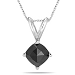 1.06 Cts Black Diamond Solitaire Pendant in 14K White Gold