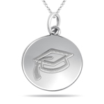 Graduation Cap Multi-Purpose Charm Pendant in 14K White Gold