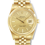 Rolex Oyster Perpetual Men's Date Bracelet Watch in 14K Yellow Gold