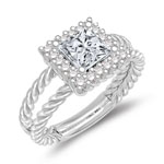 0.95 Cts Diamond Cluster Ring in 14K White Gold