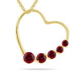 0.40 Cts Synthetic Ruby Open Heart Journey Pendant in 14K Yellow Gold