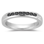 0.16 Cts Black Diamond Wedding Band in 14K White Gold
