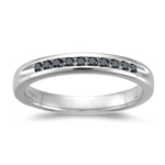 0.20 Cts Black Diamond Classic Channel-set Wedding Band in 14K White Gold