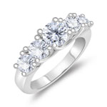 1.39 Cts Diamond Five Stone Ring in 14K White Gold