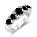 2.12-2.42 Cts Black Diamond Five Stone Ring in 14K White Gold